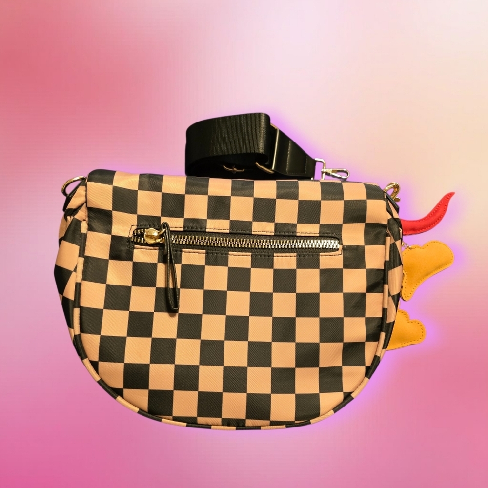 Bum Bag Bundle Deal | Checkered Nylon Crossbody + Acrylic Chain & 3 Bag Charms - Picture 4 of 4